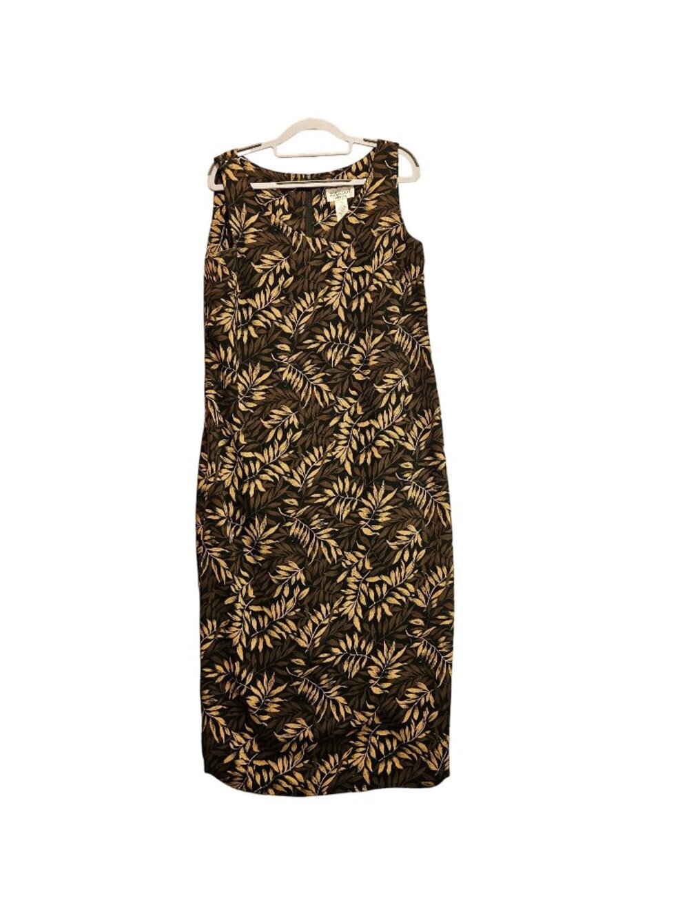 Studio I Petite Maxi Dress Womens 16P Black Brown muumuu sheath sleeveless zip